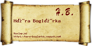 Héra Boglárka névjegykártya
